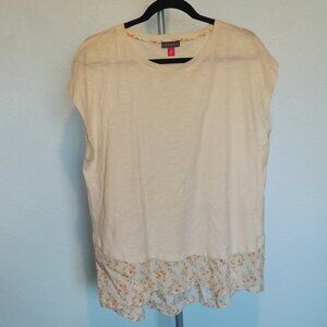 Vince Camuto "Heirloom Bouquet" Mixed-Media Tunic Top | Size XL
